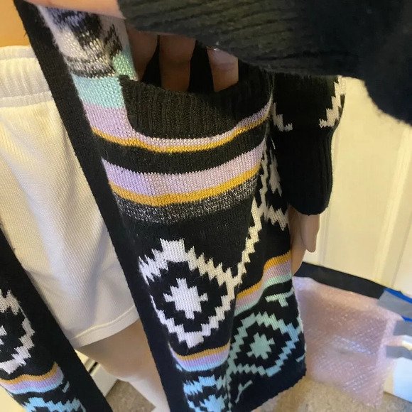 NOBO Southwestern Duster Cardigan Sweater Aztec Knit Artsy Women M Grunge Y2K - Picture 9 of 10